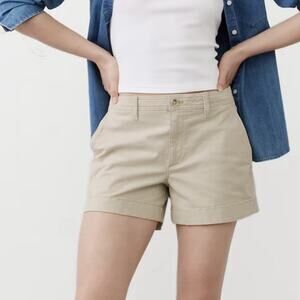 J. Crew Women's 5" Stretch Chino Khaki Tailored Shorts Pockets Size 14 EUC
